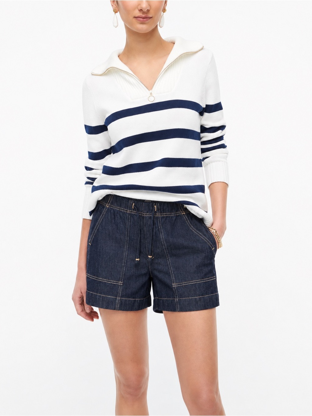 J. Crew Dark Indigo Drawstring Jean Shorts
